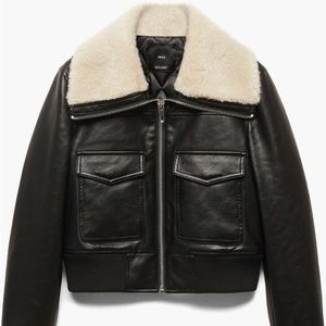 Mango Faux Fur Bomber Medium Size
